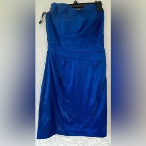 90s Vintage Jessica McClintock Gunne Sax Blue Bow Strapless Party Dress; size 5